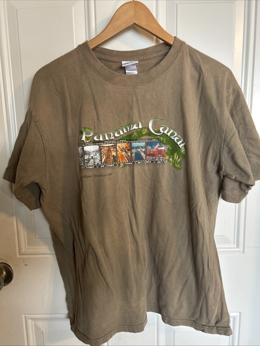 Holland America Line Panama Canal Brown T-Shirt Size XL